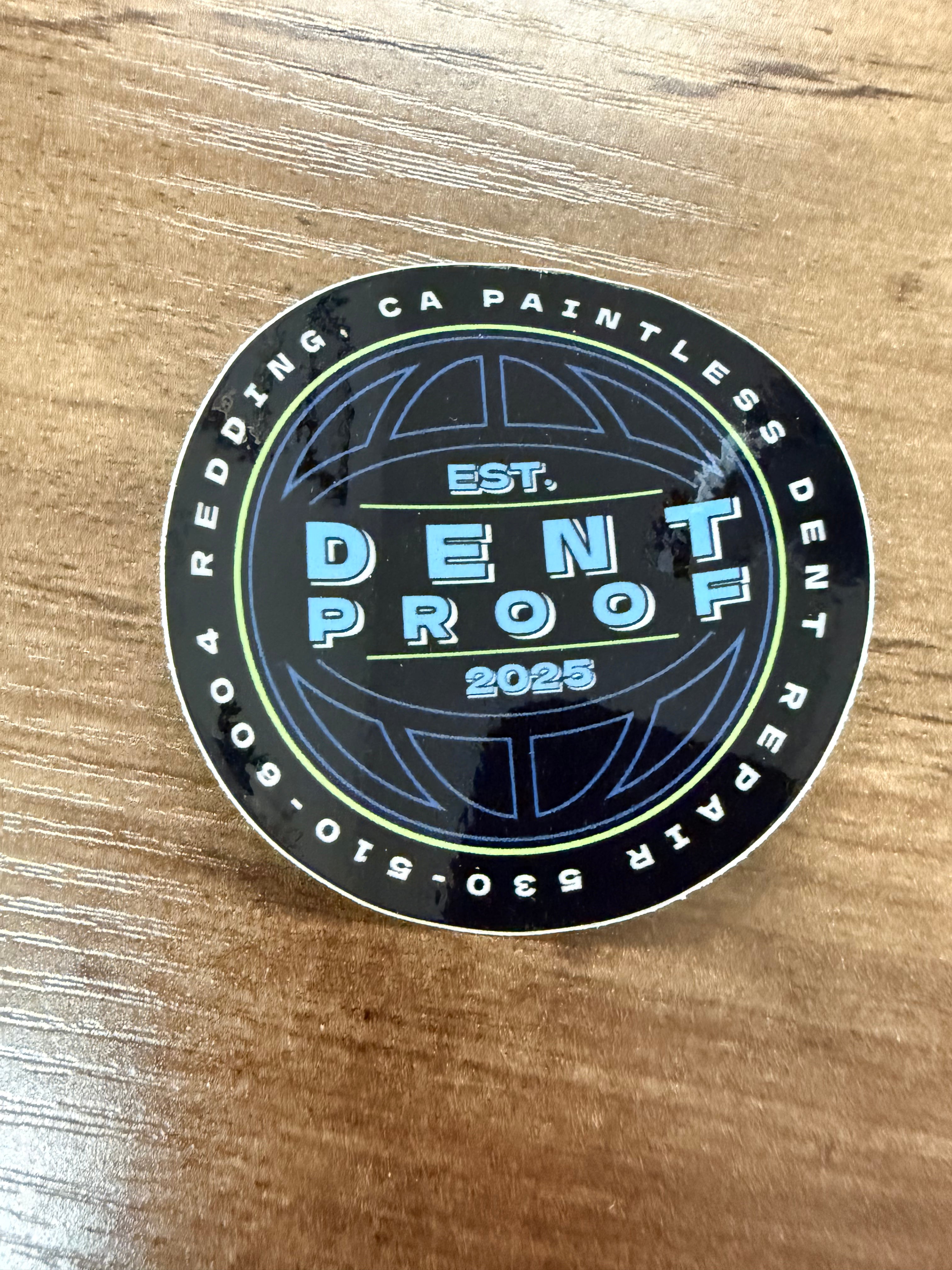 Dentproof worldwide sticker