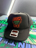 Dentproof neon cherries hat.